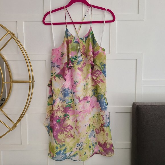 BCBG Maxazria Flowered Ruffle Dress - Picture 3 of 10